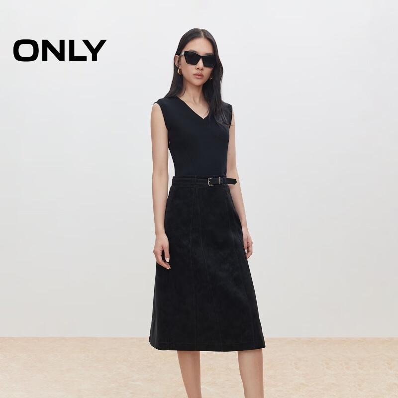 ONLY Women s V-Neck Faux Two-Piece Sleeveless Midi Dress S