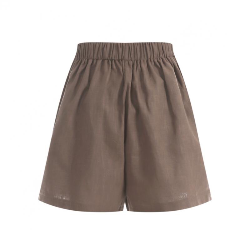 Shop Women S Simple Solid Banding Linen Pocket ShortS Navy Pic Wpt 1395
