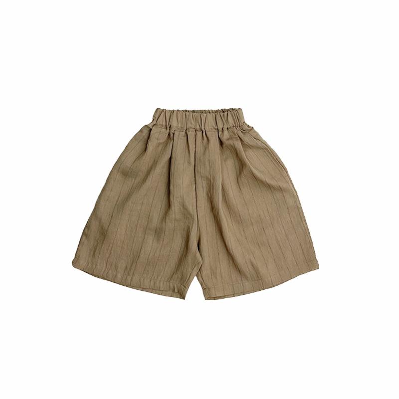 Baby Jungen Baumwoll-Leinen Gestreiftes Hemd & Shorts Set - Kurzarm Sommer Outfit