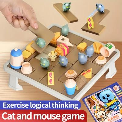 Kedi & Fare Mantık Oyunu Aile Montessori Yapboz Masa Oyunu Çocuk Eğitimi Öğrenme Oyuncakları Doğum Günü Noel Hediyesi