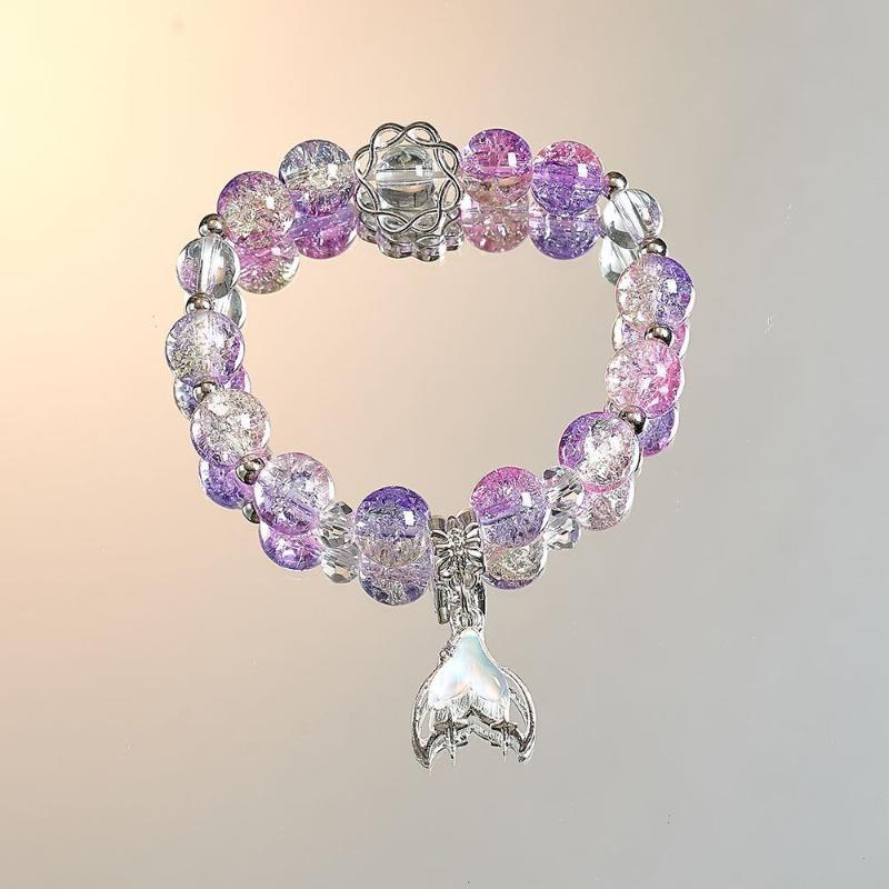Pulseira de Conto de Fadas Sonhadora com Cauda de Peixe e Contas Doce Design Para Mulheres Meninas Moda Pulseira com Corda Elástica Acessórios de Joias Presentes