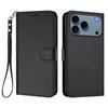 Suitable for iPhone 17E, leather-textured solid color business case, Apple 16 card slot hand strap flip cover protective case
