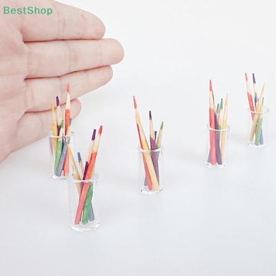 1:12 Puppenhaus Miniatur Kleiner Stiftehalter mit Buntstiften, Puppenhaus Lernszene Zubehör