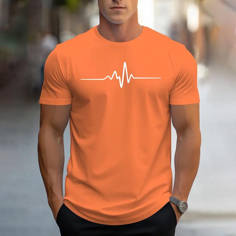 Pánské léto Jednoduché prodyšné krátký rukáv s kulatým výstřihem Ležérní tričko s potištěným písmenem Top Móda Tričko Street Photo Temperament