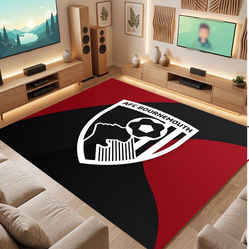 Tappeto in Velluto di Cristallo con Stampa del Bournemouth Football Club, Comodo Assorbente d'Acqua Antiscivolo Tappeto per Pavimenti Interni