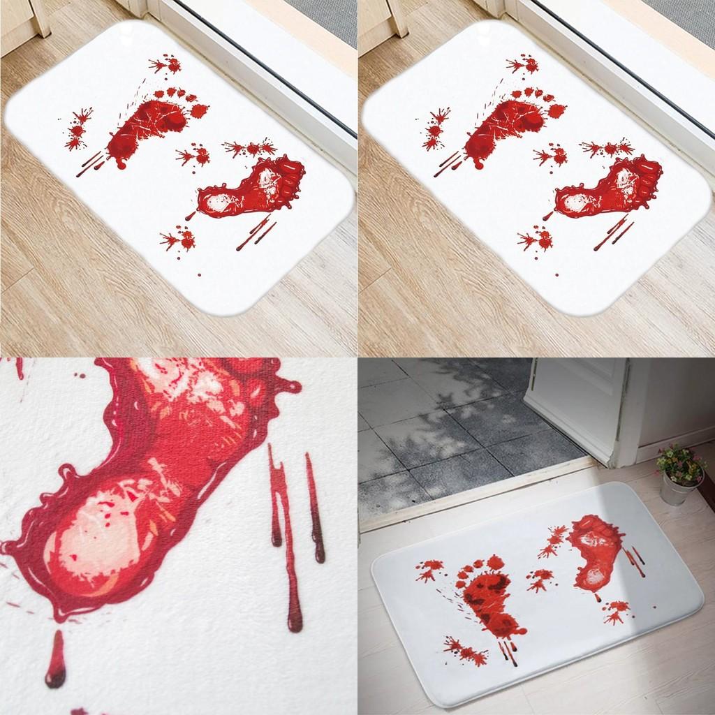 Halloween Cartoon Door Mat With Blood Footprint Pattern For Home Entryway Decor