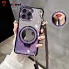 Crossbody Lanyard Shockproof Glitter Plating Mirror Magsafe Holder Case for iPhone 16E 16 15 14 Plus 13 12 11 Pro XS Max XR X