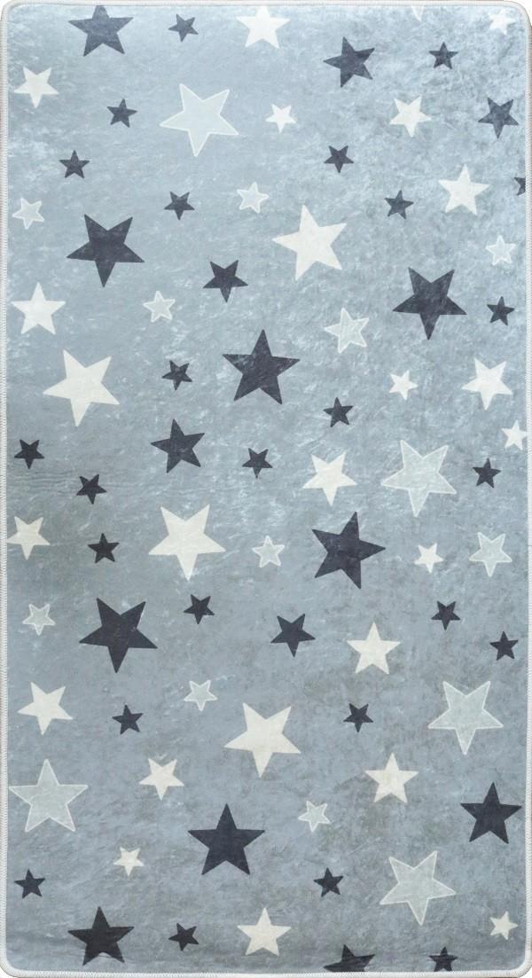 Tapis chambre enfant 100x150 cm Polyester Etoile Gris 100x150 cm gris