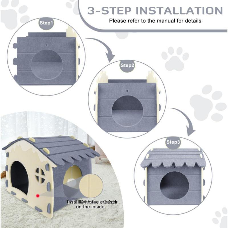 Foldable Durable Semi Enclosed Minimalist Felt Cat House For Indoor Cats All Seasons