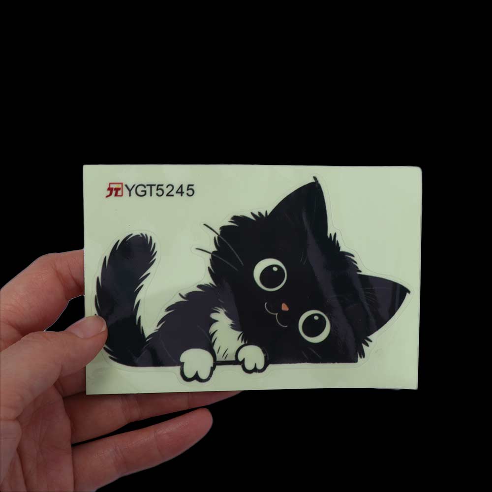PVC Glowing Cat Stickers Self-Adhesive Cat Switch Stickers Luminous Cat Wall Decals  Dorm Room