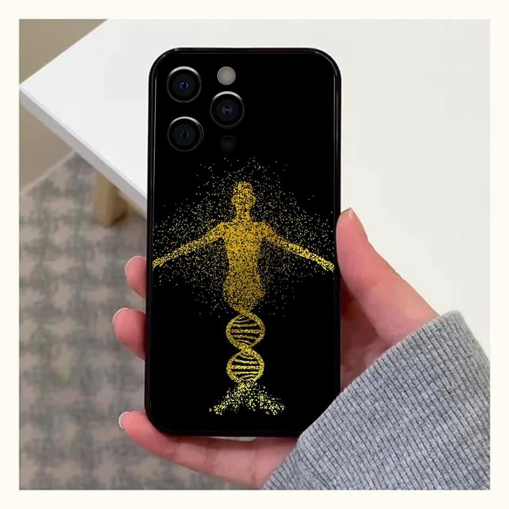 Wissenschaft DNA Biologie Handyhülle Für Apple iPhone 15,14,13,12,11,Pro,X,XS,Max,XR,Plus,Mini Weiche Schwarze Hülle