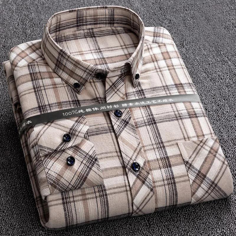 Nuove Camicie a Quadri per Uomo Taglie Forti Tempo Libero Uomo 100% Cotone Invernali Calde Flanella Casual a Quadri Oversize Manica Lunga