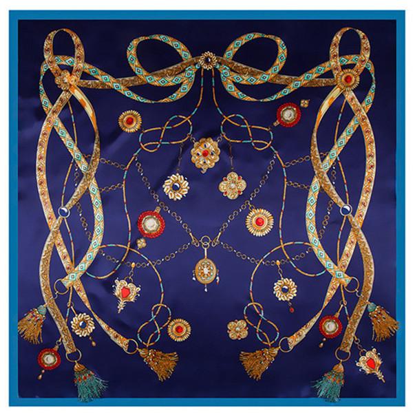 Fashion Square Scarf 2024 New Chain Women Silk Scarf Hijab Luxury Brand Shawl Foulard Plaid Scarves Wraps For Ladies
