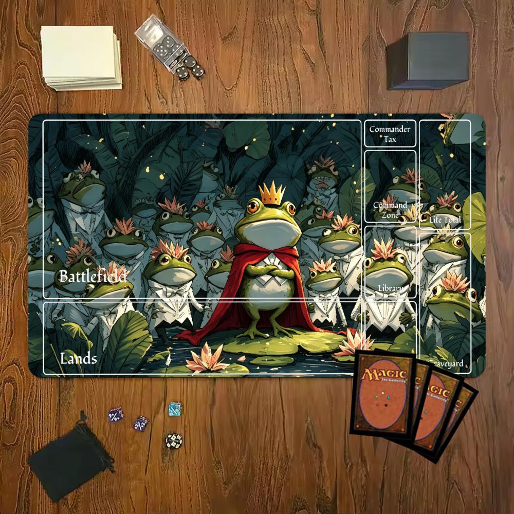 Frog King Crown Lotus Leaf Gaming Mouse Pad Playmat 24x14 Mtg Tcg Office Desk Mat For Work Game Pc Laptop Rug Carpet Mousepad