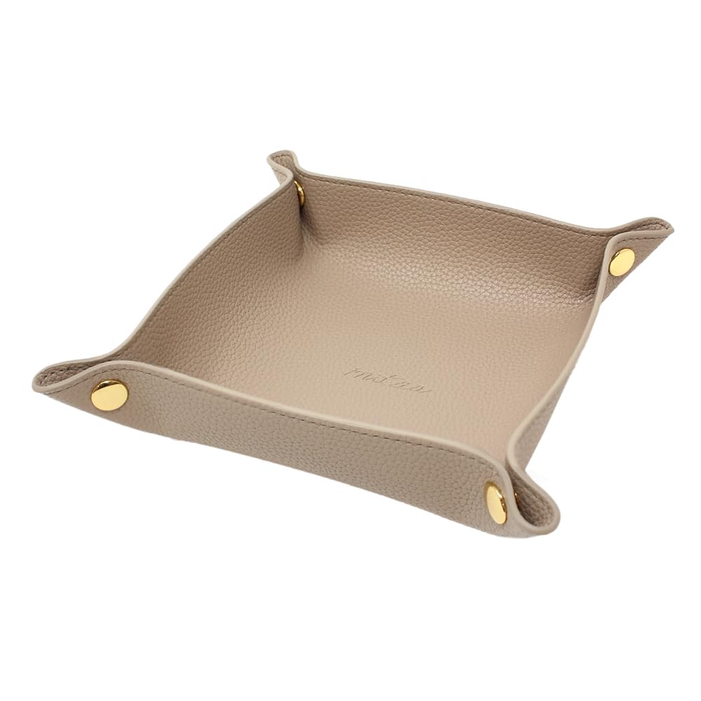 

mitas Leather Tray Leather Multi Tray Greige Stylish Accessory Case Cute Mouse Pad Coaster Large 2WAY PU Leather Faux Leather Tabletop Tray Tray