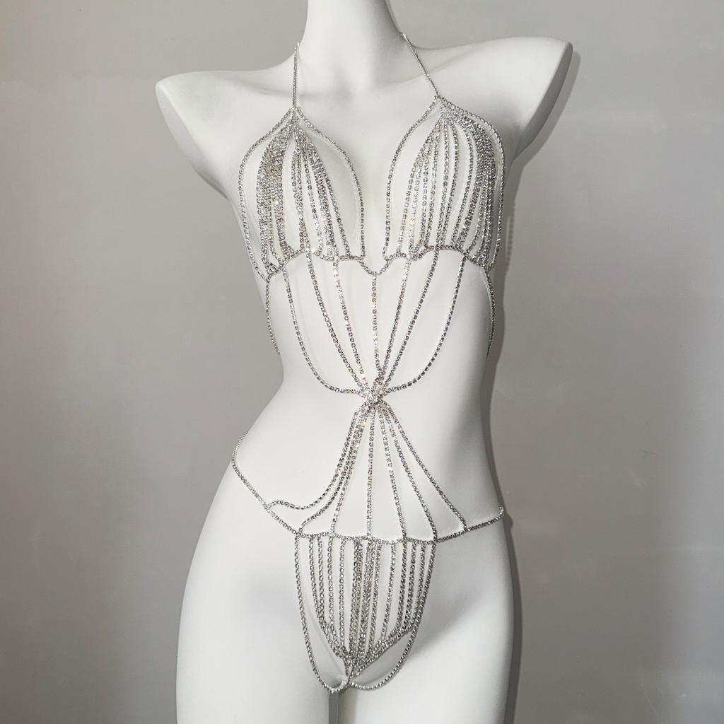 New Accessories, Exaggerated Rhinestone Body Chain, Diamond Bra And Underwear Integrated Chain Set, Nightclub Flash Diamond Clothing.