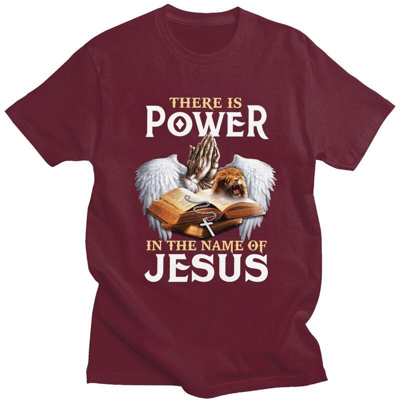 Custom Trendy Power In The Name Of Jesus T Shirt Men Short Sleeves 100 Cotton Tshirt Christian Faith Tee Tops Fashion Tshirts