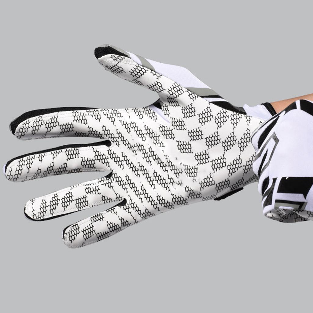 Bílé fotbalové rukavice Protiskluzový silikonový úchop Sportovní rukavice pro příjemce Prodyšné Nastavitelné zápěstí