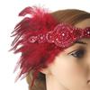 Women Flapper Headband Faux Pearls Feather Tassels Rhinestones