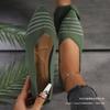 2025 spring and summer new large size flying woven shoes women's flat bottom pointed single shoes women's shallow mouth single shoes foreign trade