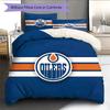 Edmonton Oilers Pattern Bedding Quilt Set  Home Decoration  Gift (1 * Duvet Cover + 2 * Pillowcase  Without Core)