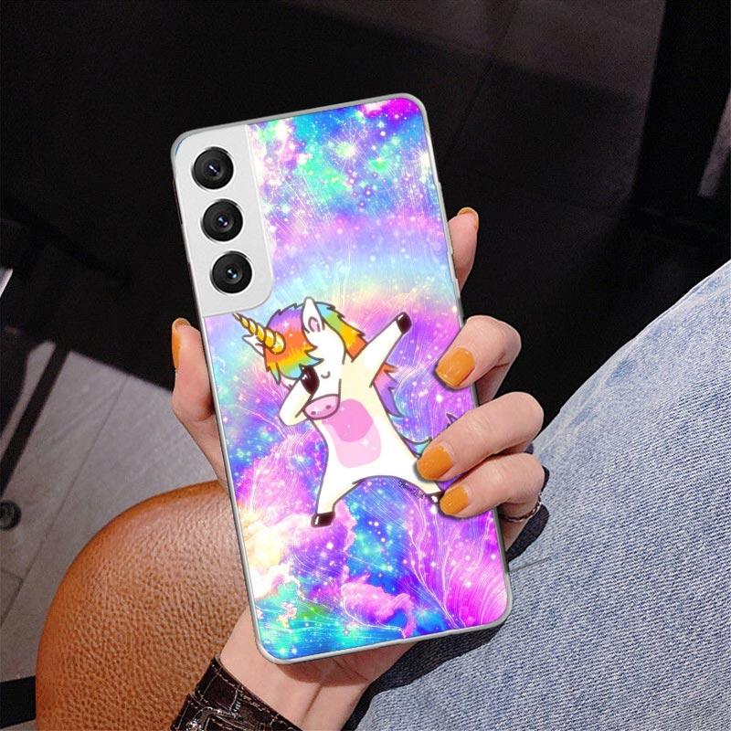 Pink Unicorn Rainbow Phone Case For Samsung Galaxy S24 S25 Edge S26 Ultra S23 S22 S21 Plus S20 FE + Personalized Print Cover Gal