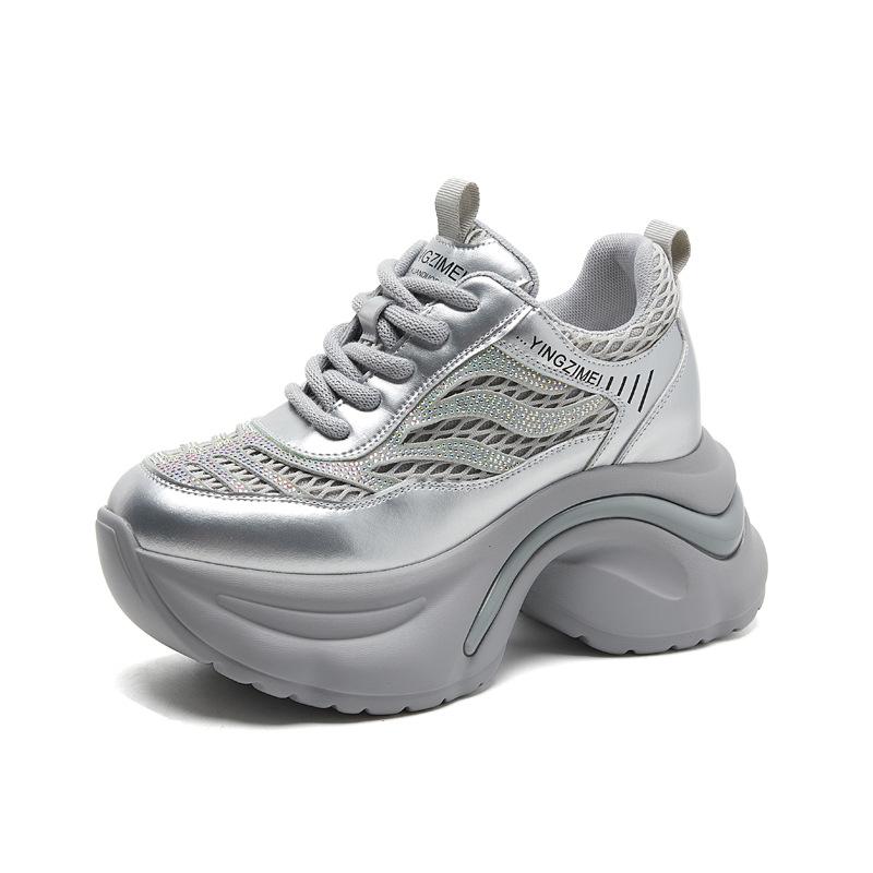 Thick-soled Dad Shoes Children 2025 New Popular Summer Mesh Shoes Women's Mesh Heightening Women's Shoes Sports White Shoes