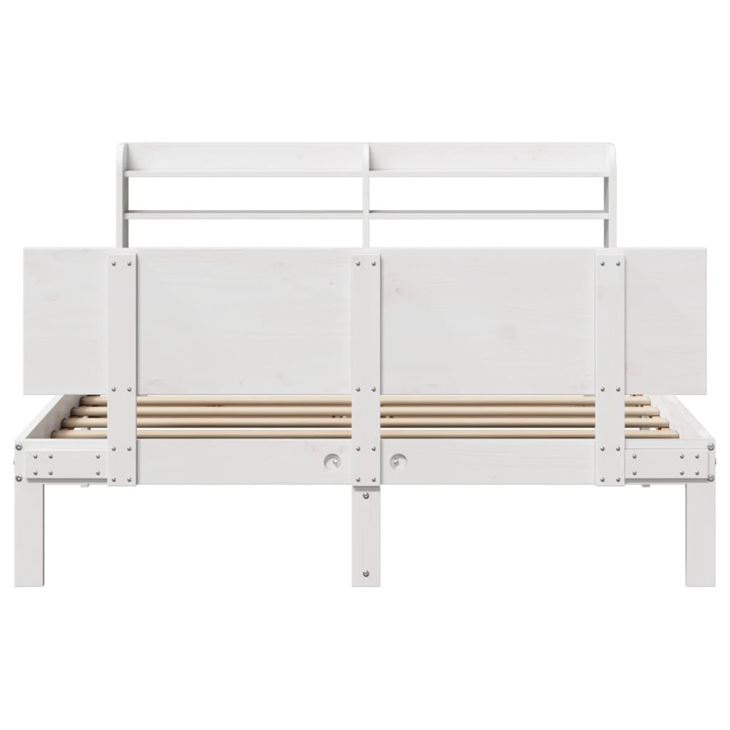 Vidaxl Rama Łóżka Z Wezgłowiem, Biała, 150X200 Cm, Lite Drewno Sosnowe