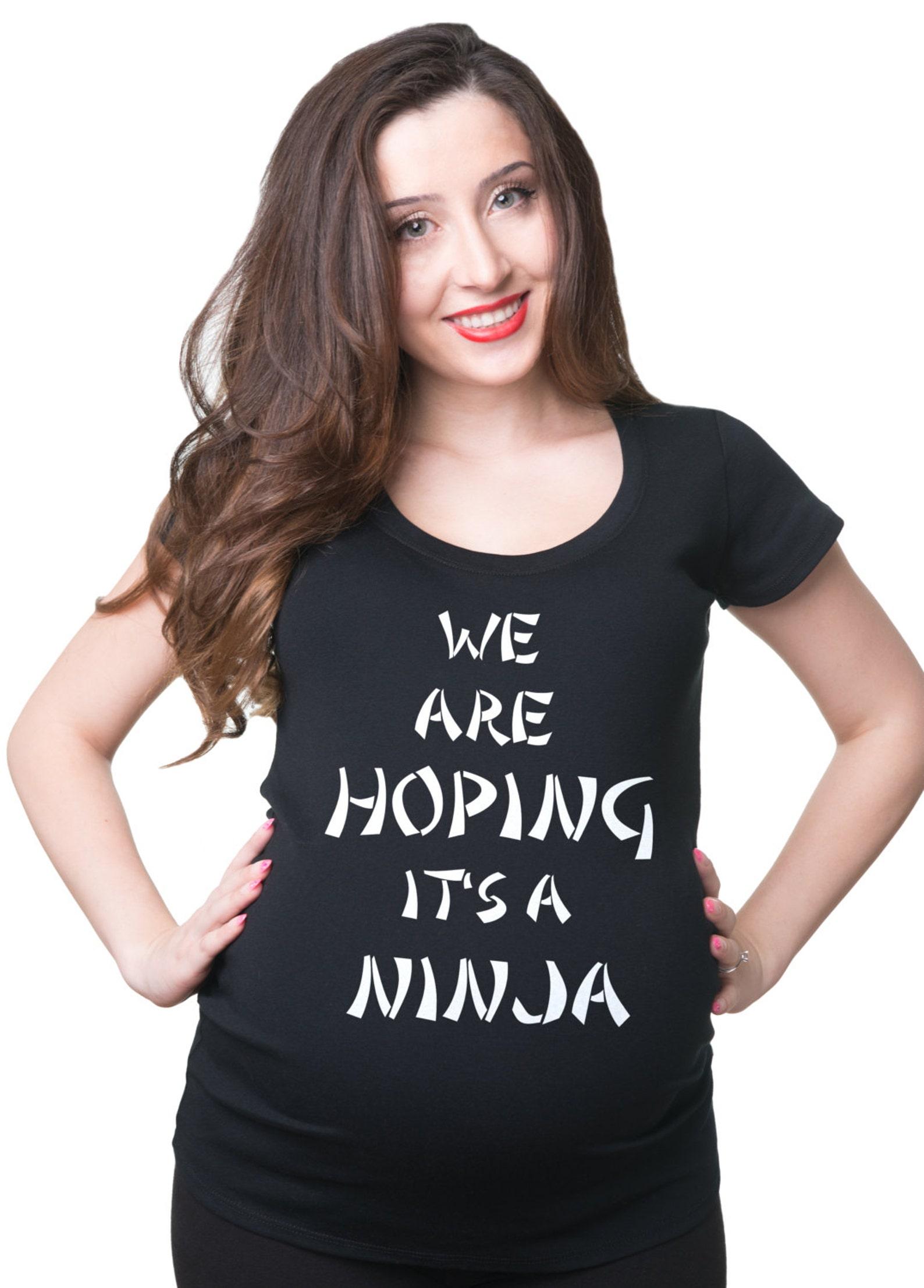 We Are Hoping It s A NINJA T-Shirt Funny Maternity Pregnancy Tee Shirt 3XL