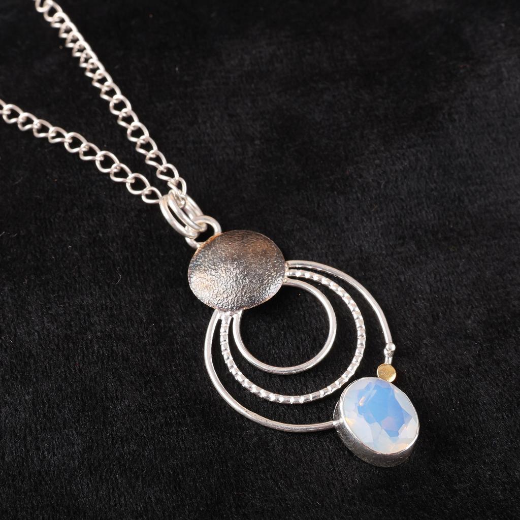 Milky Opal Handmade Latest Design Jewelry Pendant, 925 Solid Sterling Silver Gemstone Pendant, Gift For Mother