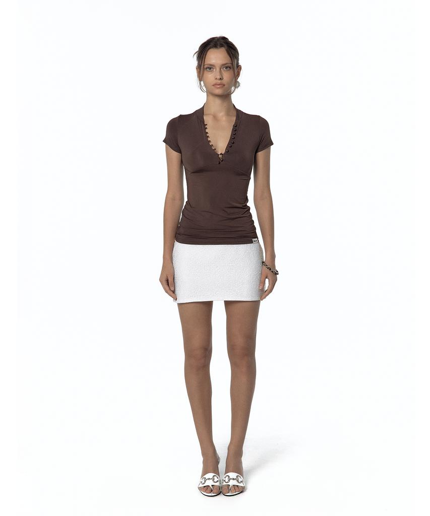 Kasiko Spangle Mini Skirt White