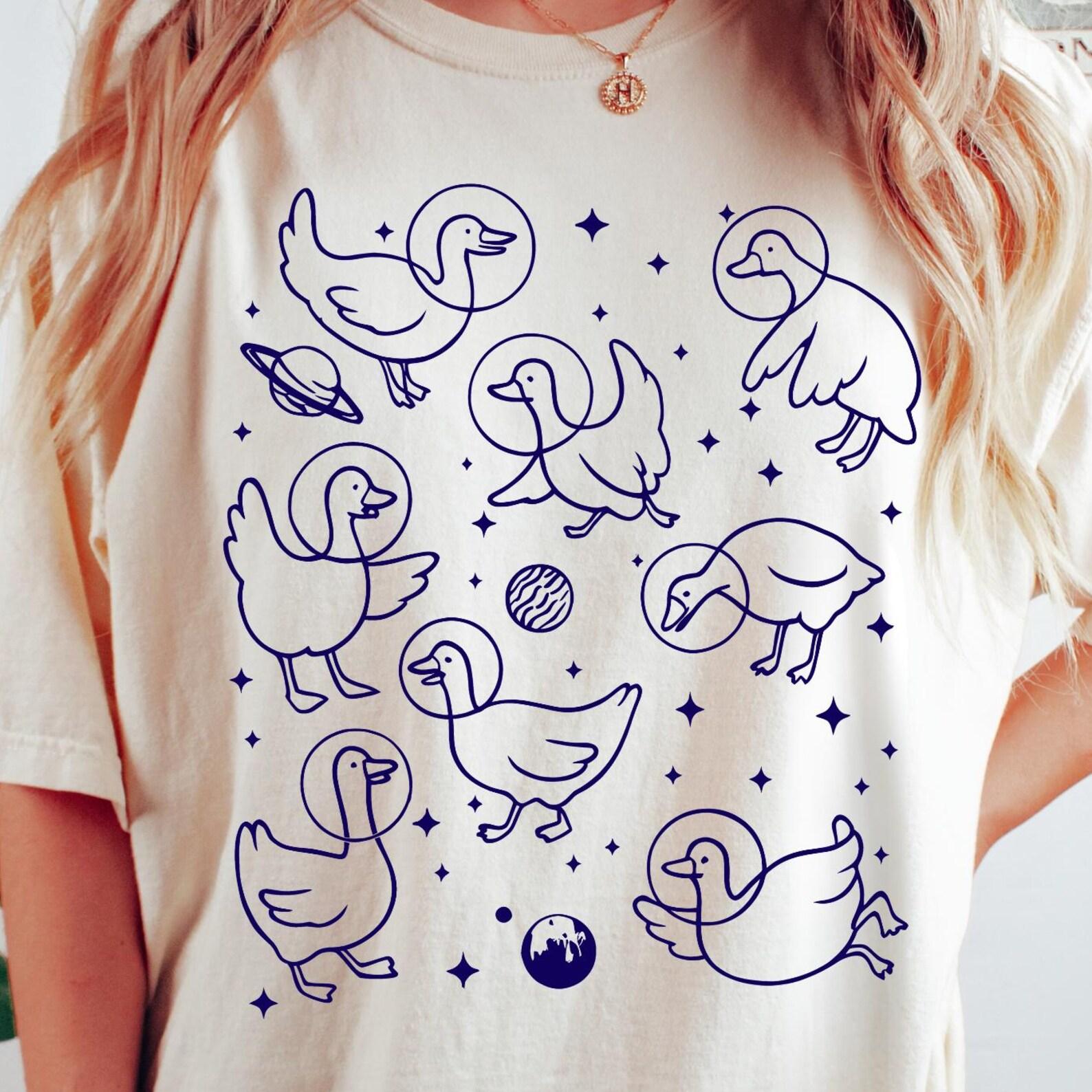Geese in Space Comfort Colors® Shirt, Funny Goose T-Shirt, Oversized Shirt, Graphic Retro Vintage T-Shirt, Goose Lover Gift, Goose Tee 2XL