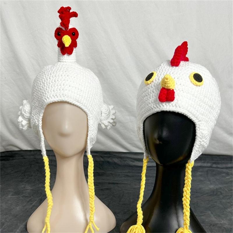 Festival Turkey Hat Knitted Beanies with 3D Chick Warm Cotton Hat Cartoon Headwear for Parents Kids Thanksgiving Hat