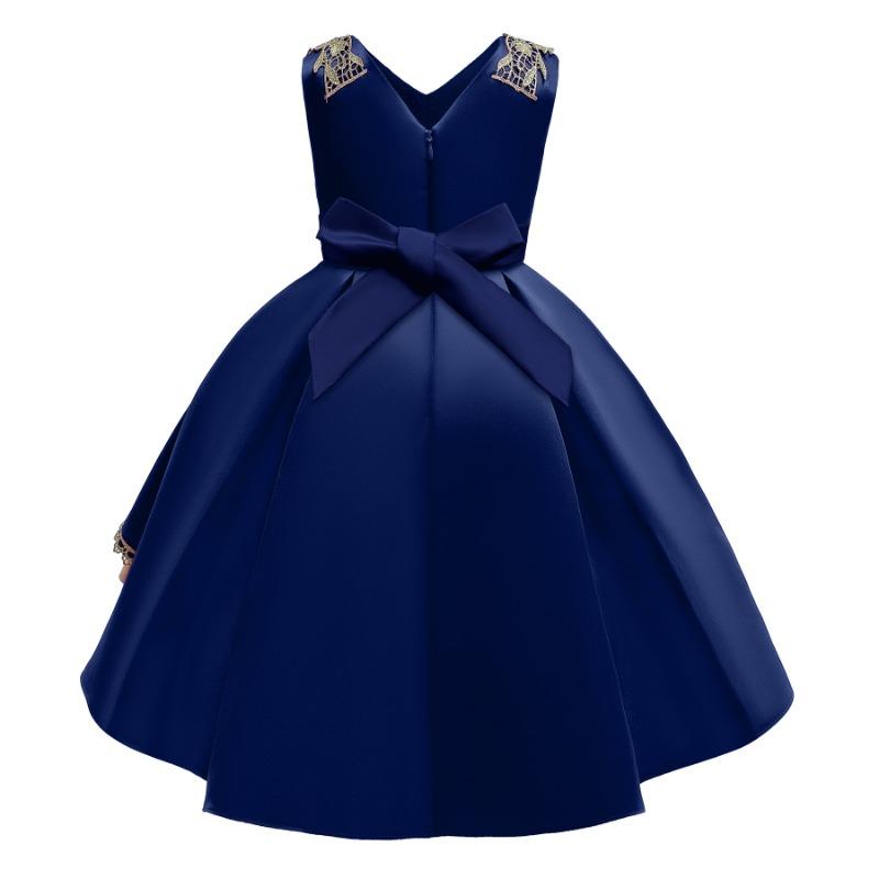 Little Girl Red Sleeveless Pleated Embroidered Princess Dress