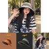 Fashionable Summer Sun Visor Cap Women Anti-uv Korean Style Striped Topless Hat