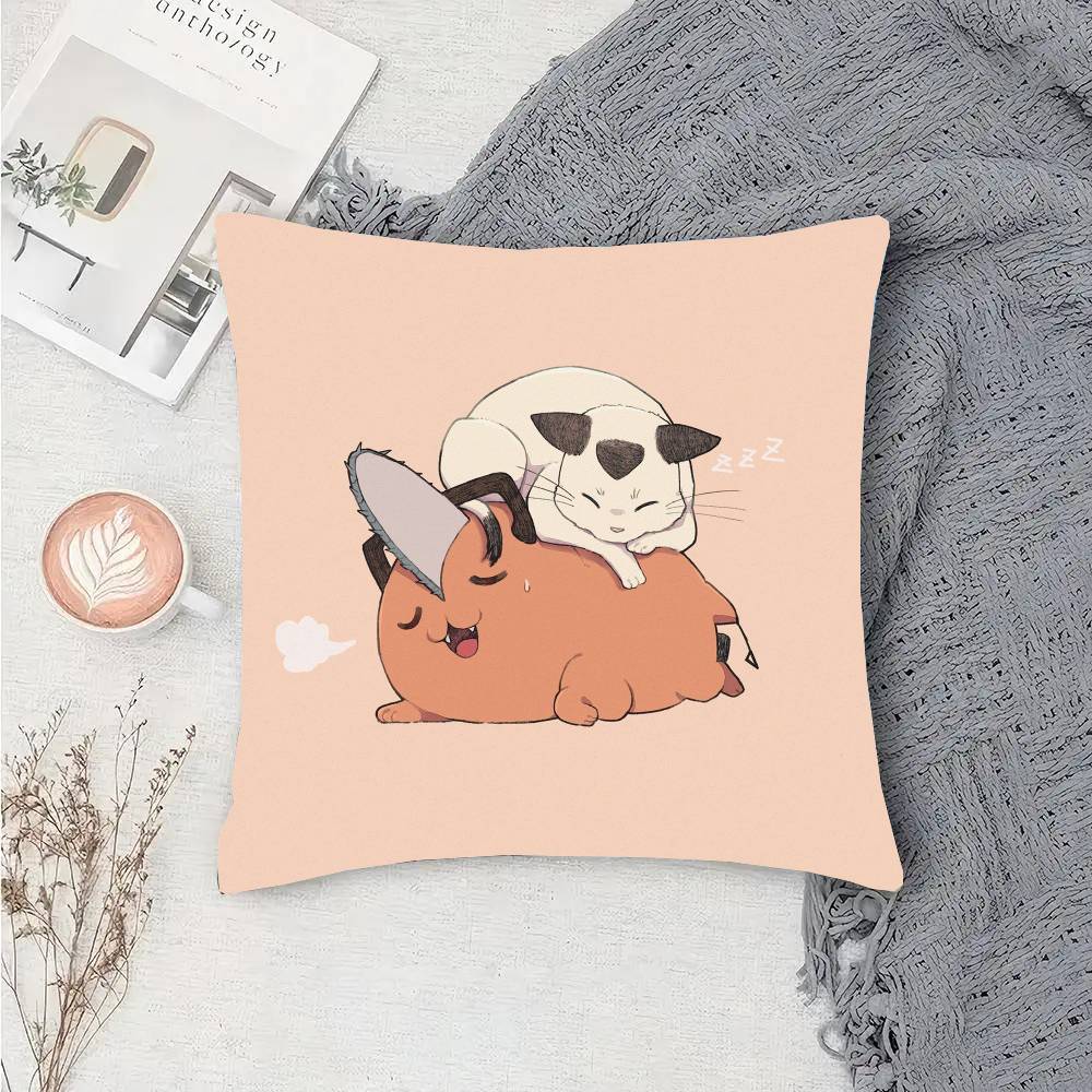 Pochita Japanese Anime Chainsaw Man Pillow Case Fashion Square Pillowcase Bedroom Sofa Room Ins Decoration Leisure