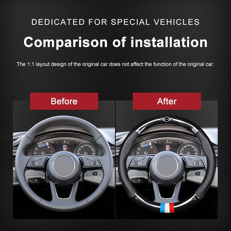 Car Steering Wheel Cover Breathable Anti Slip PU Leather Steering Cover For BMW Mini Cooper F54 F55 F56 R56 R60 SONE Roadster Clubman Coupe
