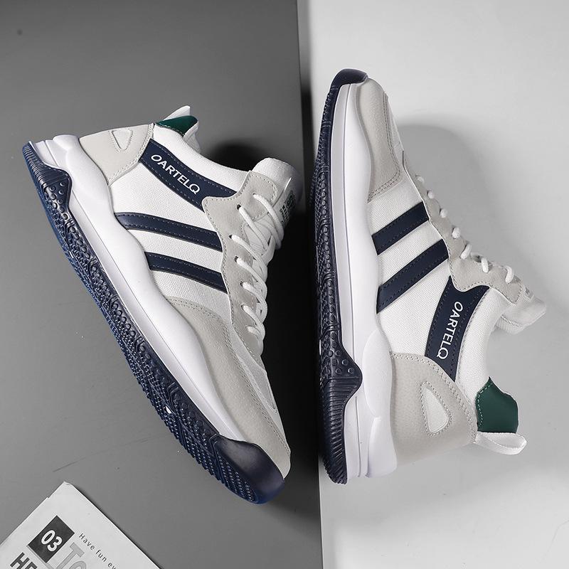 Four Seasons Men's Lace-up Mid-cut Running Shoes - Korean Style Youth Casual Sports Sneakers