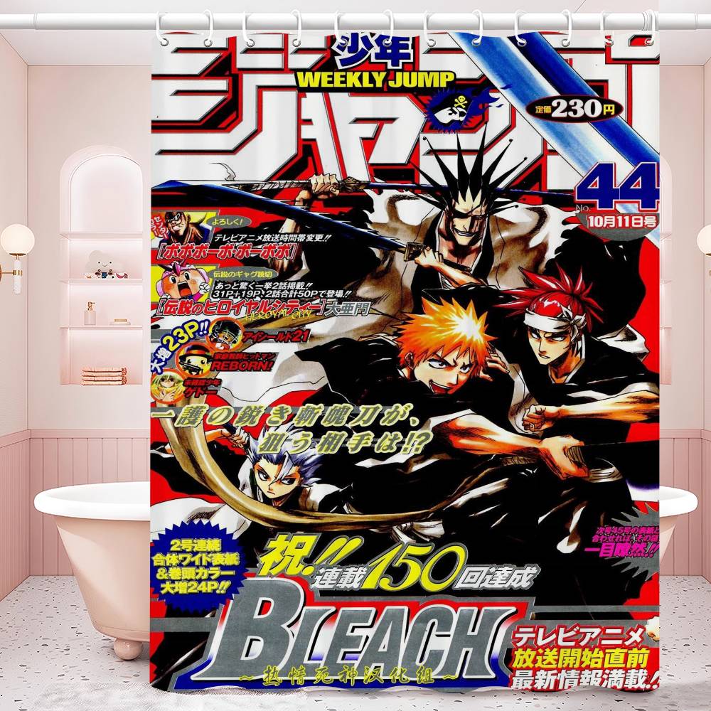 Anime Bleach Duschdraperi Badgardin Tryck Polyestertyg Vattentätt Badrumsgardiner med Krokar Badskärm