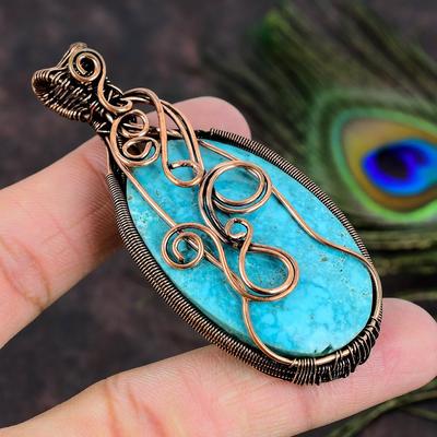 Přírodní tibetský tyrkys měděný drát Wrap Dárek přívěsek 2.99 S0J62