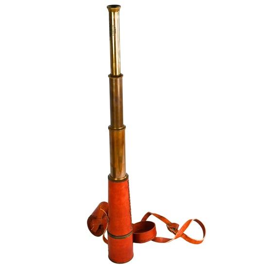 45.72 Cm Handmade Brass Spyglass Telescope with Leather Case Nautical Decor, Pirate Style