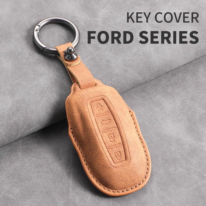 4 Buttons Leather Car Remote Key Case Cover for Ford Tourneo Custom 2025 Equator Sport Equator for JMC Territory Key Accessories