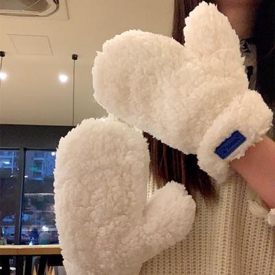 Warm Plush Mittens for Women, Plush and Thickened In Autumn and Winter, Cute Cycling, Antifreeze, Windproof and Cold-proof, Cute