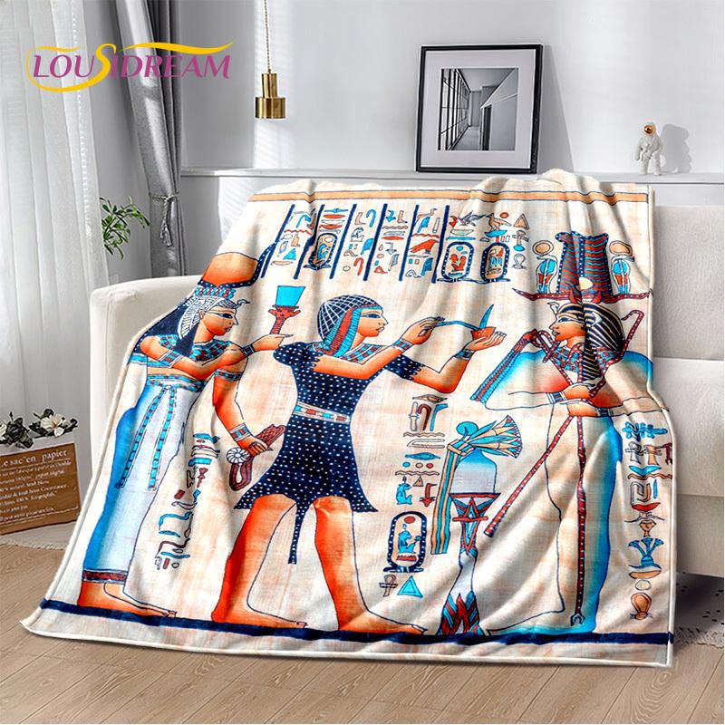3D Ideographic Sign Symbols Ancient Egyptian Mythological Blanket,Soft Throw Blanket for Home Bedroom Bed Sofa Cover Blanket Kid