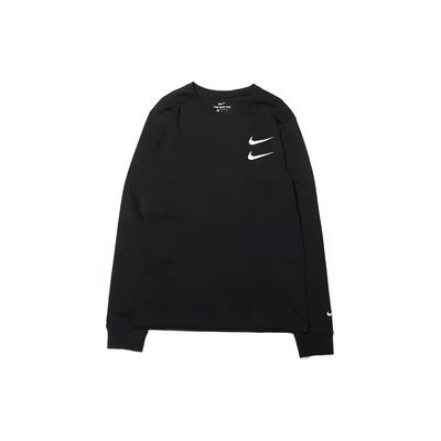 Swoosh Casual Sports T-shirt z długim rękawem i okrągłym dekoltem dla mężczyzn Topy czarny DB6156-010