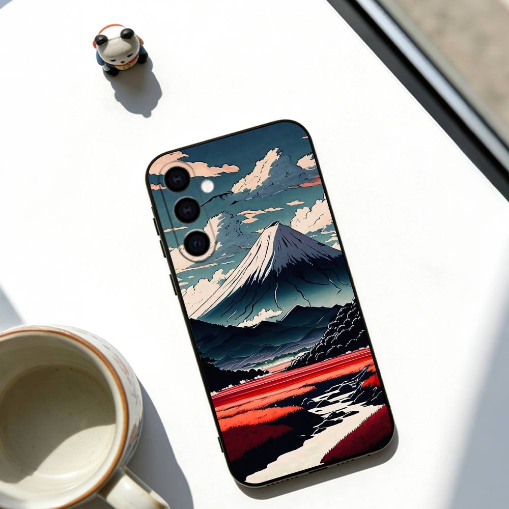 Japan Mount Fuji Cherry  Phone Case For Samsung Galaxy A73,A72,A71,A70,A53,A52,A51,Others Soft Black Cover
