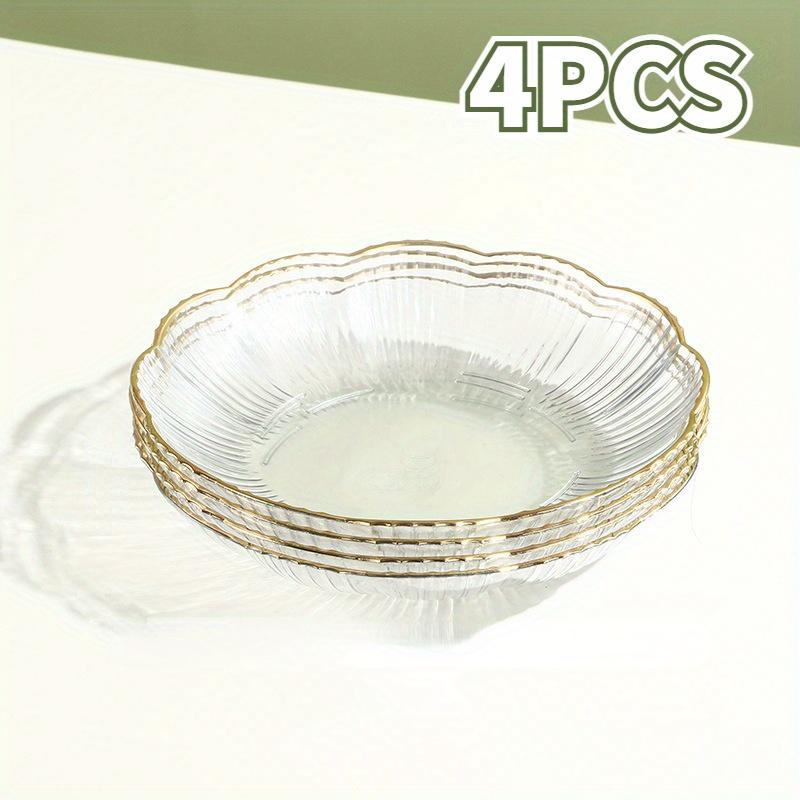 Salad Trays Clear Fruit Tray Golden Edge Stack Able Snack Platter Unbreakable Round Storage Salad Dessert Organizer Display Tray