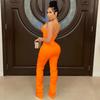 X5215 Women's Solid Color Sexy Camisole Bustier Zipper Vest and Long Pants Two-Piece Set