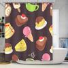 Vintage Style Ice Cream Pattern Shower Curtain for Bathroom Decoration Waterproof Fabric with Hook Rings
