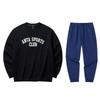Loose Fitting Warm Letter Print Crew Neck Sweatshirt And Elastic Waist Cuffed Fleece Pants Casual Sports Set 152448706N-4+952517307N-2
